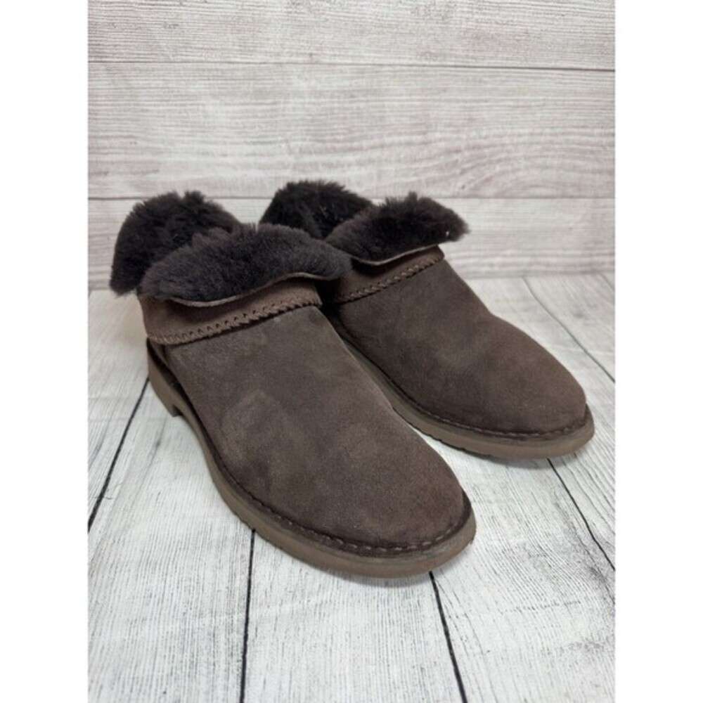 UGG Cory II Grey Suede Sheepskin Lined Ankle Boots Womens Slim Silhouette Sz 8.5